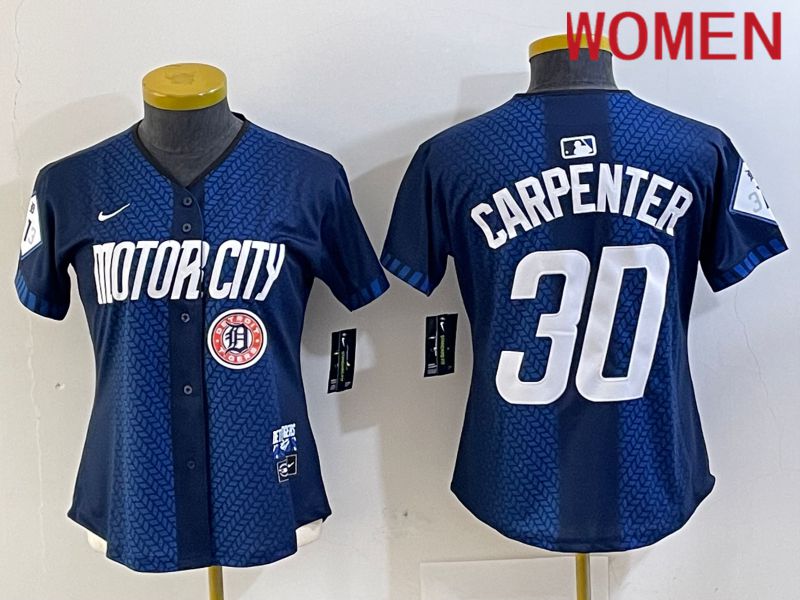 Women Detroit Tigers #30 Carpenter Blue City Edition Nike 2024 MLB Jersey style 4